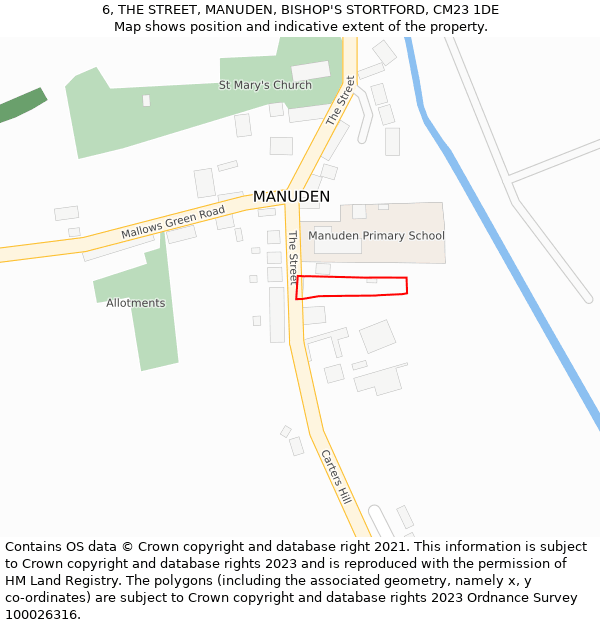 6, THE STREET, MANUDEN, BISHOP'S STORTFORD, CM23 1DE: Location map and indicative extent of plot