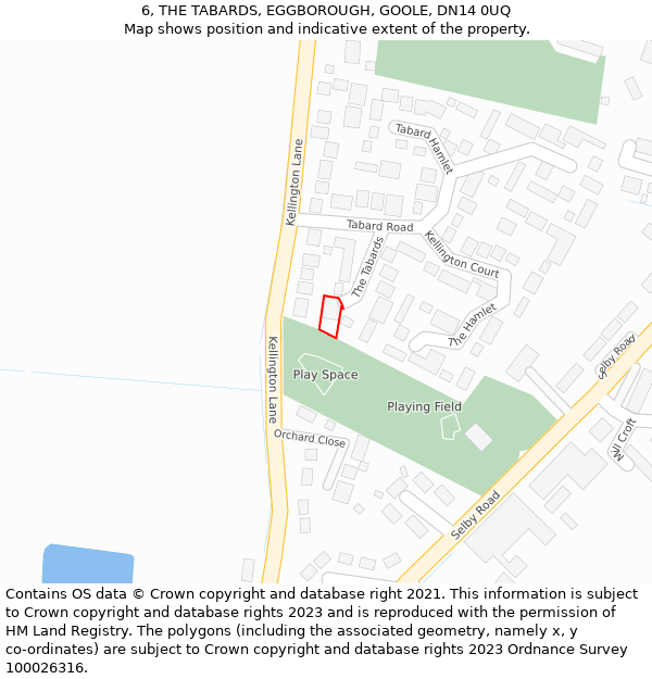 6, THE TABARDS, EGGBOROUGH, GOOLE, DN14 0UQ: Location map and indicative extent of plot