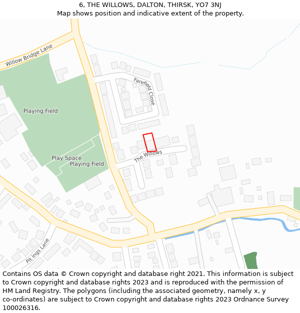 6, THE WILLOWS, DALTON, THIRSK, YO7 3NJ: Location map and indicative extent of plot