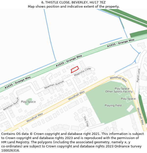 6, THISTLE CLOSE, BEVERLEY, HU17 7EZ: Location map and indicative extent of plot