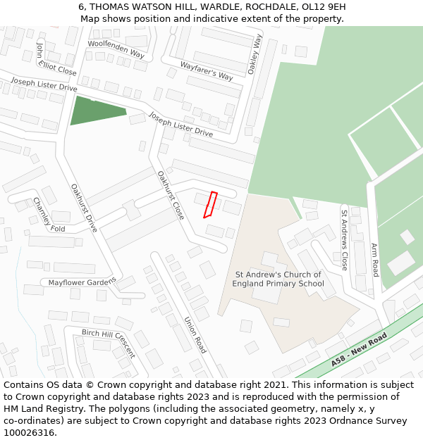 6, THOMAS WATSON HILL, WARDLE, ROCHDALE, OL12 9EH: Location map and indicative extent of plot