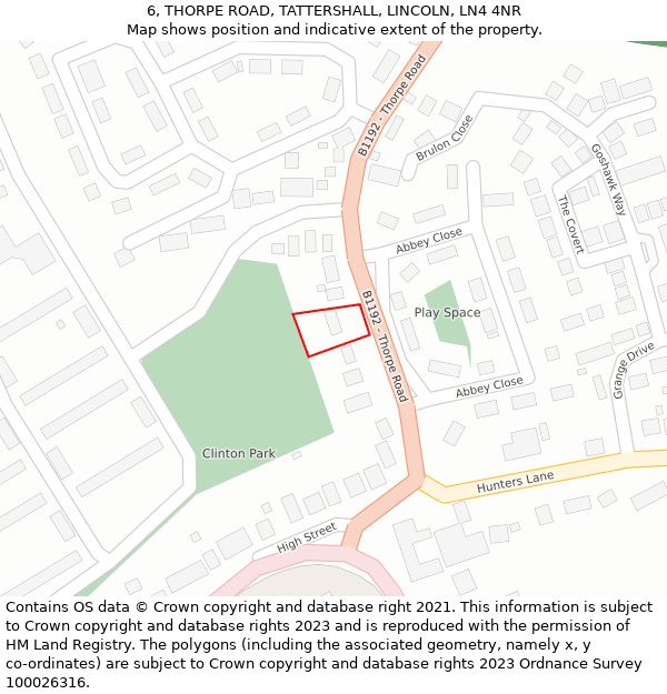 6, THORPE ROAD, TATTERSHALL, LINCOLN, LN4 4NR: Location map and indicative extent of plot