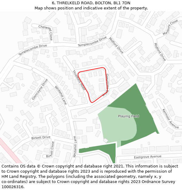 6, THRELKELD ROAD, BOLTON, BL1 7DN: Location map and indicative extent of plot