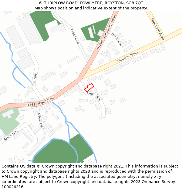 6, THRIPLOW ROAD, FOWLMERE, ROYSTON, SG8 7QT: Location map and indicative extent of plot