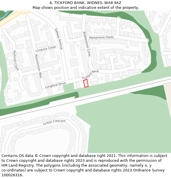 6, TICKFORD BANK, WIDNES, WA8 9AZ: Location map and indicative extent of plot