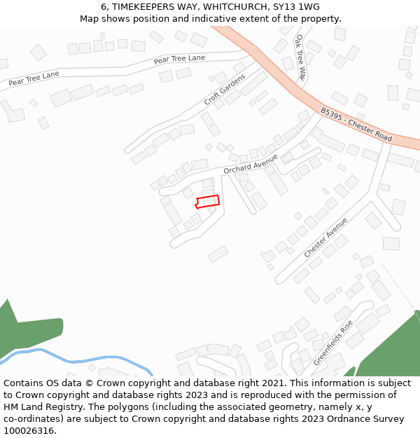 6, TIMEKEEPERS WAY, WHITCHURCH, SY13 1WG: Location map and indicative extent of plot