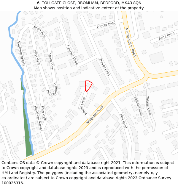 6, TOLLGATE CLOSE, BROMHAM, BEDFORD, MK43 8QN: Location map and indicative extent of plot