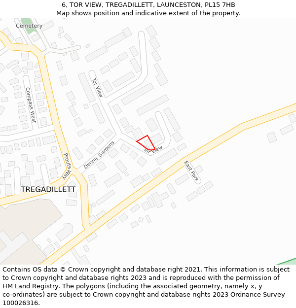 6, TOR VIEW, TREGADILLETT, LAUNCESTON, PL15 7HB: Location map and indicative extent of plot