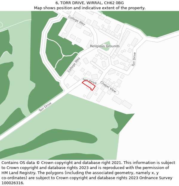 6, TORR DRIVE, WIRRAL, CH62 0BG: Location map and indicative extent of plot
