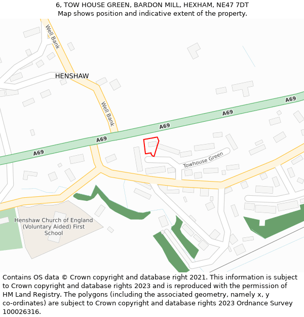 6, TOW HOUSE GREEN, BARDON MILL, HEXHAM, NE47 7DT: Location map and indicative extent of plot