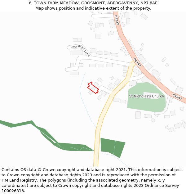 6, TOWN FARM MEADOW, GROSMONT, ABERGAVENNY, NP7 8AF: Location map and indicative extent of plot