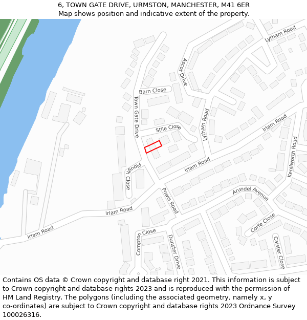 6, TOWN GATE DRIVE, URMSTON, MANCHESTER, M41 6ER: Location map and indicative extent of plot