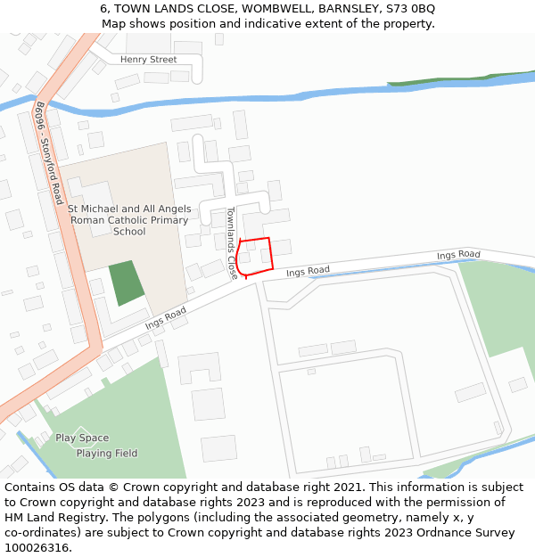 6, TOWN LANDS CLOSE, WOMBWELL, BARNSLEY, S73 0BQ: Location map and indicative extent of plot