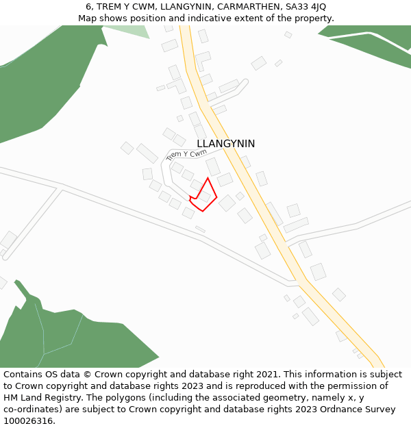 6, TREM Y CWM, LLANGYNIN, CARMARTHEN, SA33 4JQ: Location map and indicative extent of plot