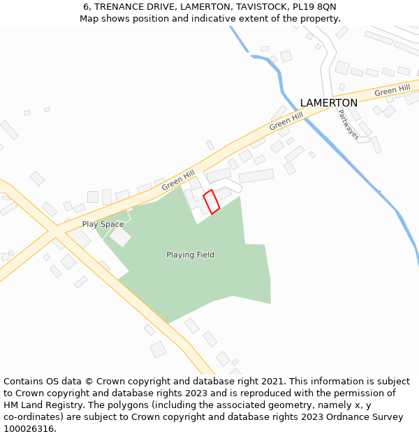 6, TRENANCE DRIVE, LAMERTON, TAVISTOCK, PL19 8QN: Location map and indicative extent of plot