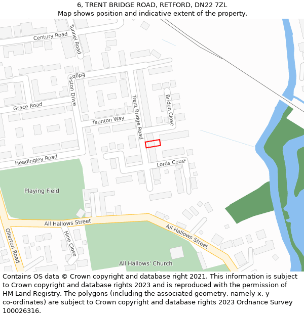 6, TRENT BRIDGE ROAD, RETFORD, DN22 7ZL: Location map and indicative extent of plot
