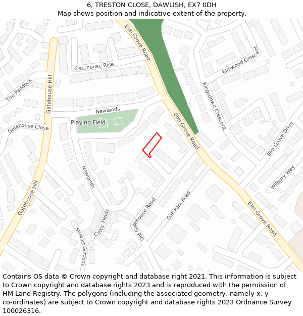 6, TRESTON CLOSE, DAWLISH, EX7 0DH: Location map and indicative extent of plot