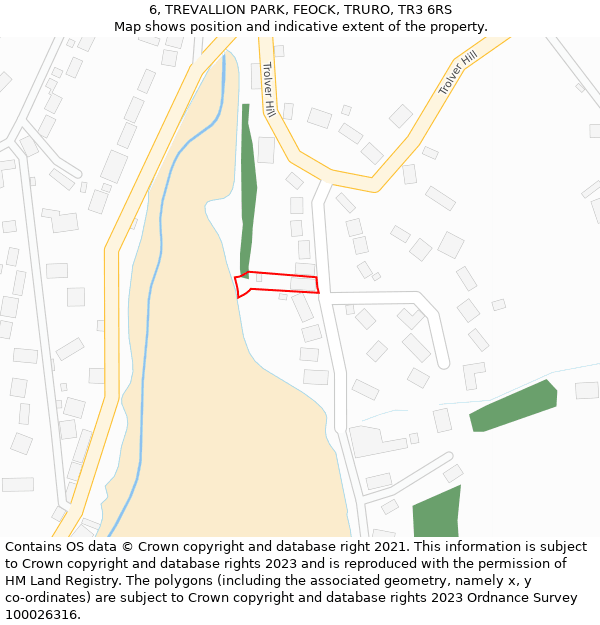 6, TREVALLION PARK, FEOCK, TRURO, TR3 6RS: Location map and indicative extent of plot