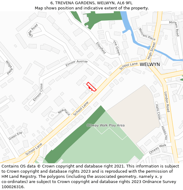 6, TREVENA GARDENS, WELWYN, AL6 9FL: Location map and indicative extent of plot