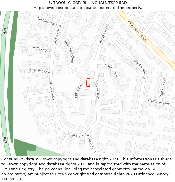 6, TROON CLOSE, BILLINGHAM, TS22 5RD: Location map and indicative extent of plot