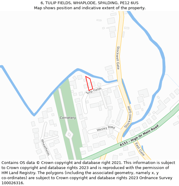 6, TULIP FIELDS, WHAPLODE, SPALDING, PE12 6US: Location map and indicative extent of plot