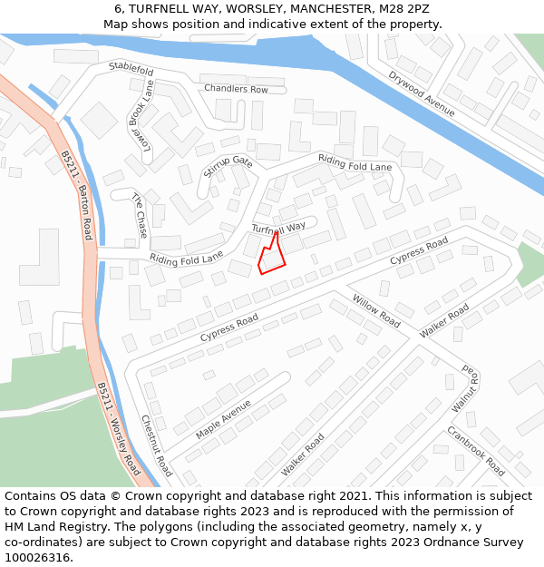 6, TURFNELL WAY, WORSLEY, MANCHESTER, M28 2PZ: Location map and indicative extent of plot