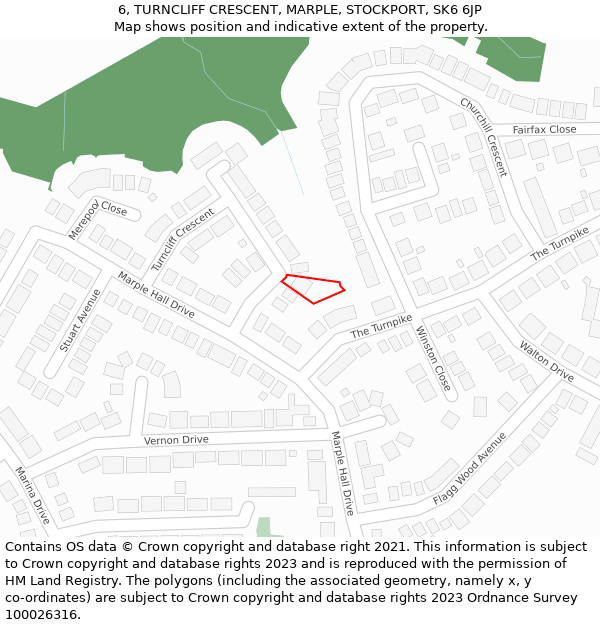 6, TURNCLIFF CRESCENT, MARPLE, STOCKPORT, SK6 6JP: Location map and indicative extent of plot