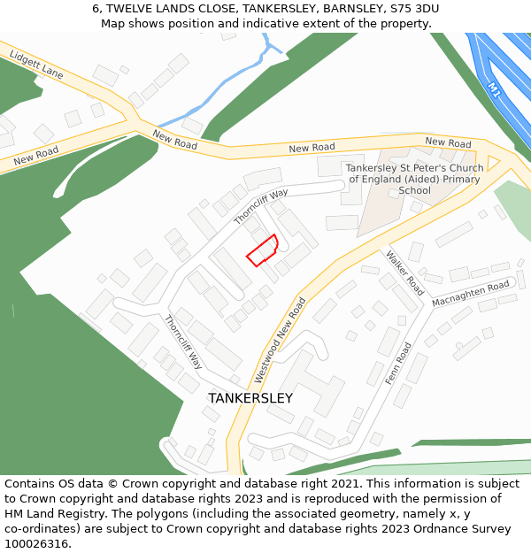 6, TWELVE LANDS CLOSE, TANKERSLEY, BARNSLEY, S75 3DU: Location map and indicative extent of plot