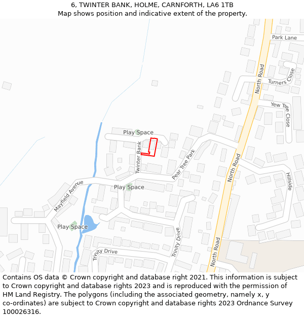 6, TWINTER BANK, HOLME, CARNFORTH, LA6 1TB: Location map and indicative extent of plot