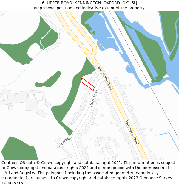 6, UPPER ROAD, KENNINGTON, OXFORD, OX1 5LJ: Location map and indicative extent of plot