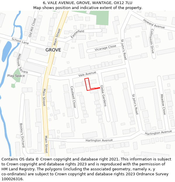 6, VALE AVENUE, GROVE, WANTAGE, OX12 7LU: Location map and indicative extent of plot