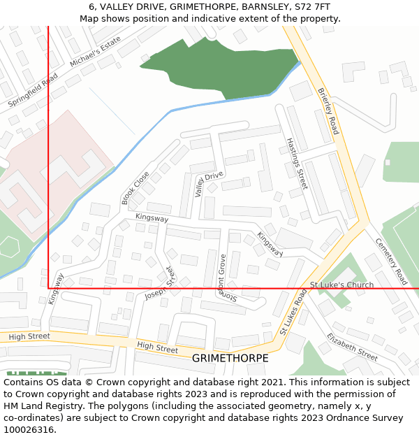 6, VALLEY DRIVE, GRIMETHORPE, BARNSLEY, S72 7FT: Location map and indicative extent of plot