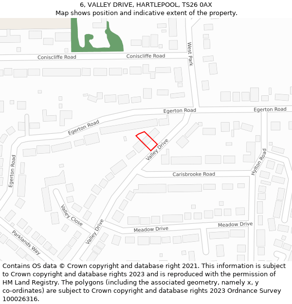 6, VALLEY DRIVE, HARTLEPOOL, TS26 0AX: Location map and indicative extent of plot