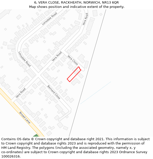 6, VERA CLOSE, RACKHEATH, NORWICH, NR13 6QR: Location map and indicative extent of plot