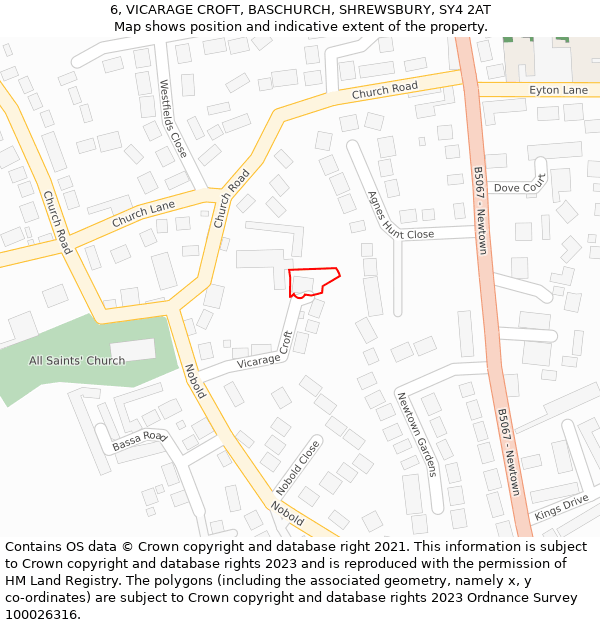 6, VICARAGE CROFT, BASCHURCH, SHREWSBURY, SY4 2AT: Location map and indicative extent of plot