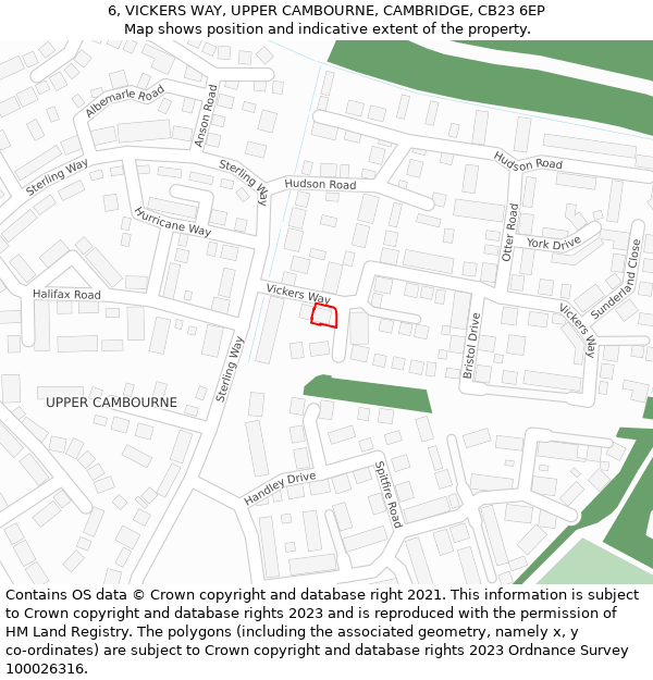 6, VICKERS WAY, UPPER CAMBOURNE, CAMBRIDGE, CB23 6EP: Location map and indicative extent of plot