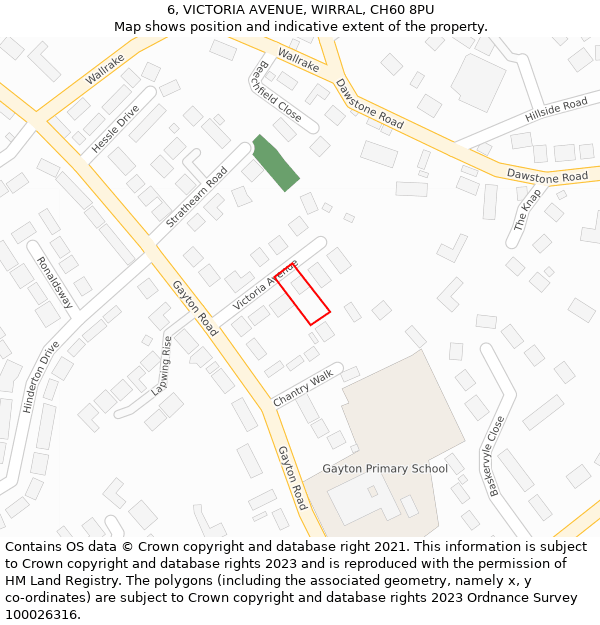 6, VICTORIA AVENUE, WIRRAL, CH60 8PU: Location map and indicative extent of plot