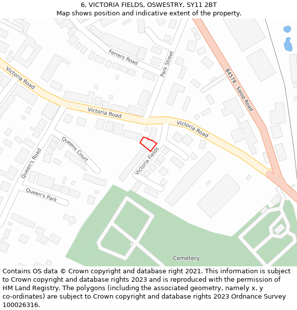 6, VICTORIA FIELDS, OSWESTRY, SY11 2BT: Location map and indicative extent of plot