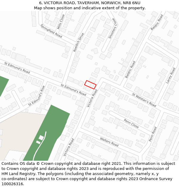 6, VICTORIA ROAD, TAVERHAM, NORWICH, NR8 6NU: Location map and indicative extent of plot