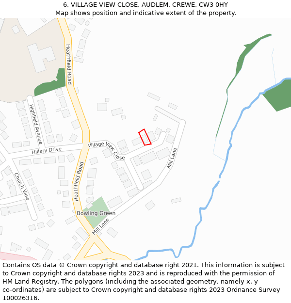 6, VILLAGE VIEW CLOSE, AUDLEM, CREWE, CW3 0HY: Location map and indicative extent of plot