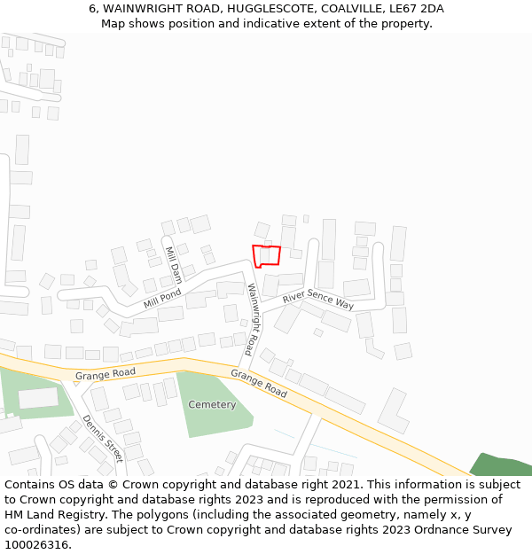 6, WAINWRIGHT ROAD, HUGGLESCOTE, COALVILLE, LE67 2DA: Location map and indicative extent of plot