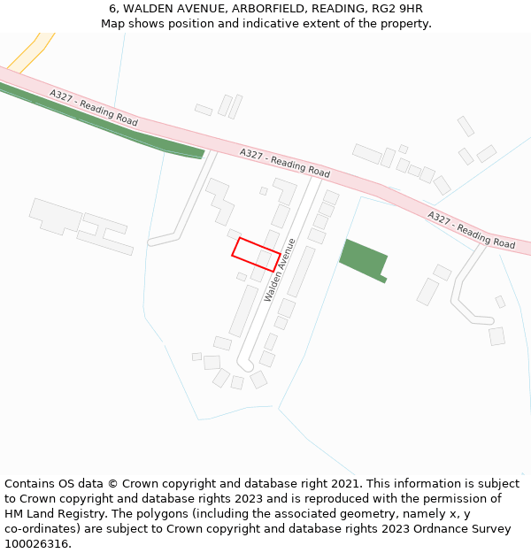 6, WALDEN AVENUE, ARBORFIELD, READING, RG2 9HR: Location map and indicative extent of plot