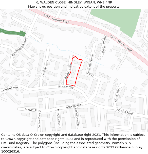 6, WALDEN CLOSE, HINDLEY, WIGAN, WN2 4NP: Location map and indicative extent of plot