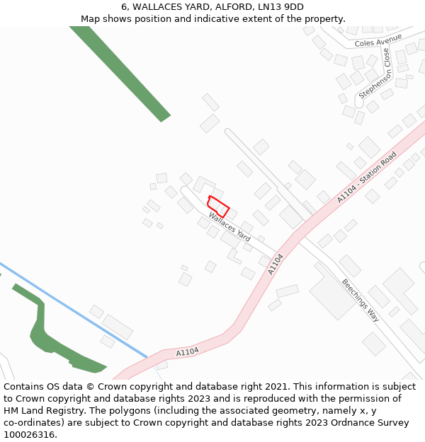 6, WALLACES YARD, ALFORD, LN13 9DD: Location map and indicative extent of plot