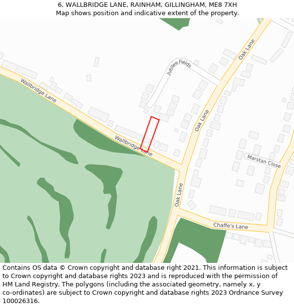 6, WALLBRIDGE LANE, RAINHAM, GILLINGHAM, ME8 7XH: Location map and indicative extent of plot