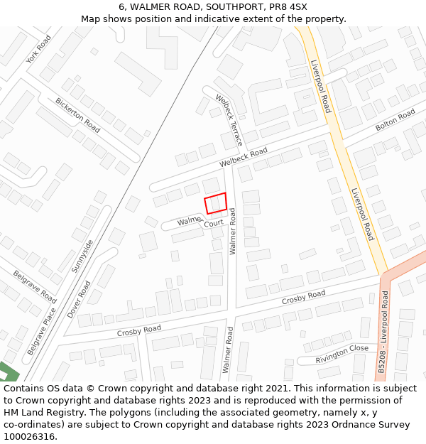 6, WALMER ROAD, SOUTHPORT, PR8 4SX: Location map and indicative extent of plot