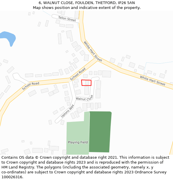 6, WALNUT CLOSE, FOULDEN, THETFORD, IP26 5AN: Location map and indicative extent of plot