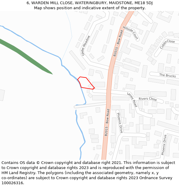 6, WARDEN MILL CLOSE, WATERINGBURY, MAIDSTONE, ME18 5DJ: Location map and indicative extent of plot