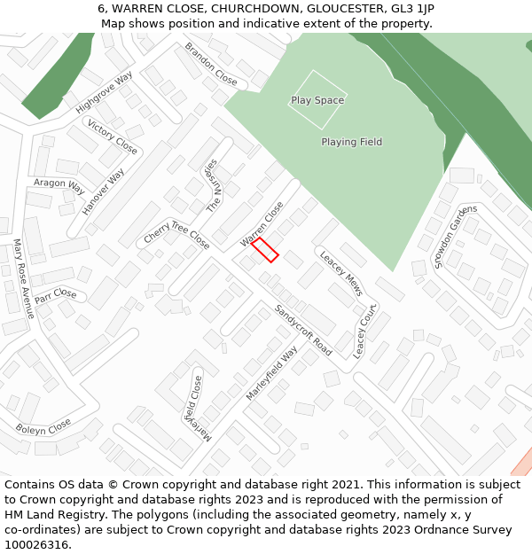 6, WARREN CLOSE, CHURCHDOWN, GLOUCESTER, GL3 1JP: Location map and indicative extent of plot