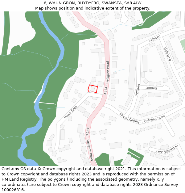 6, WAUN GRON, RHYDYFRO, SWANSEA, SA8 4LW: Location map and indicative extent of plot